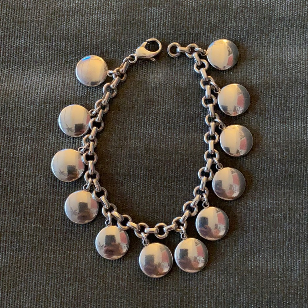 Tiffany Silver Dangling Round Discs Charms Bracelet